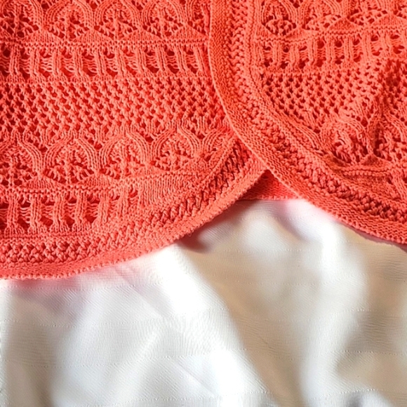 Christopher & Banks Salmon Open Front Short Sleeve Sweater, Size: XL - Picture 5 of 9